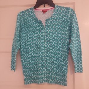Merona teal and white buttom up cardigan
